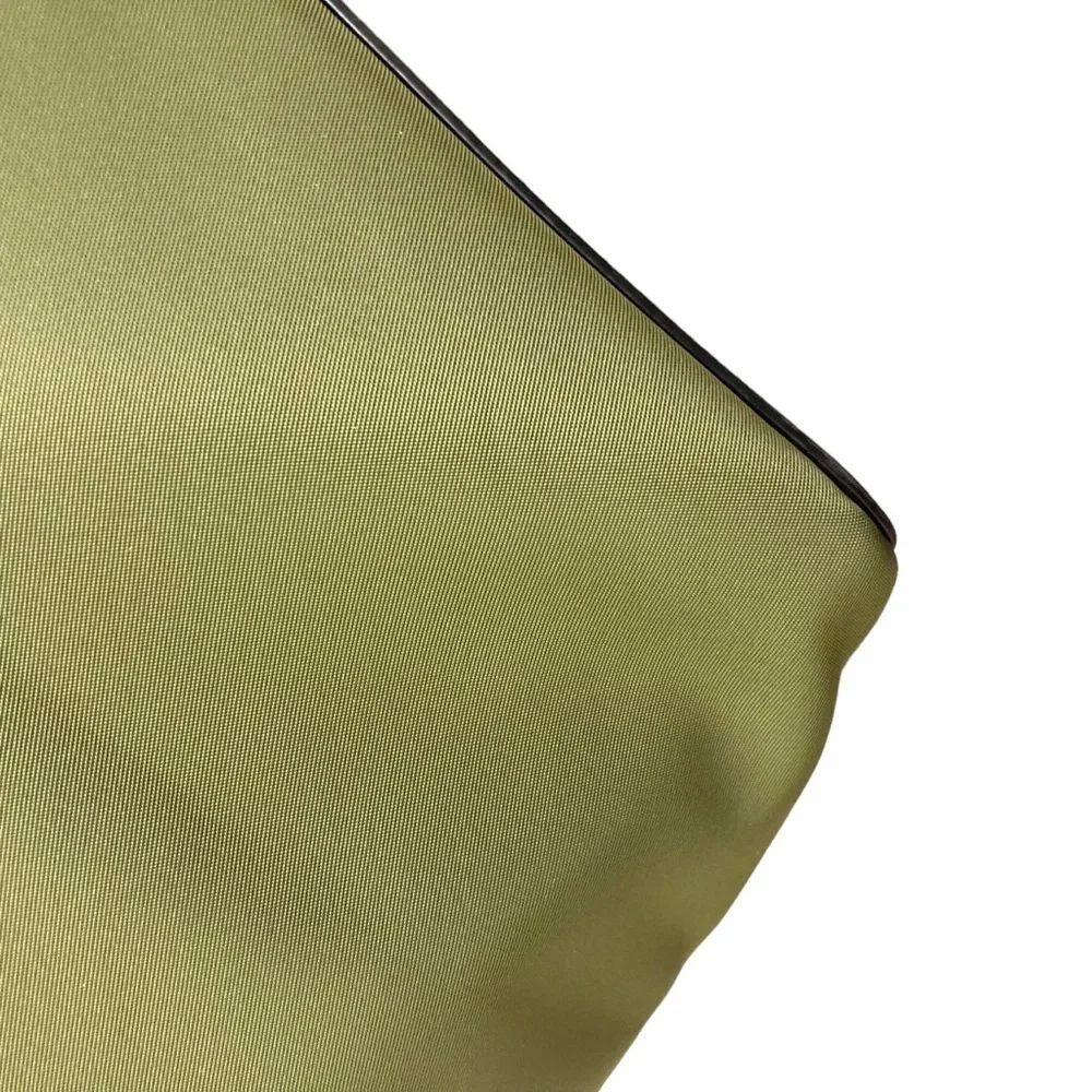 Kate spade olive green nylon black saffiano leather tote bag